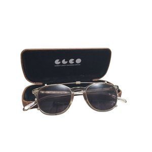 Garret Leight KINNEY CH 47021 Gold Frame With Detachable Sunglasses & Case